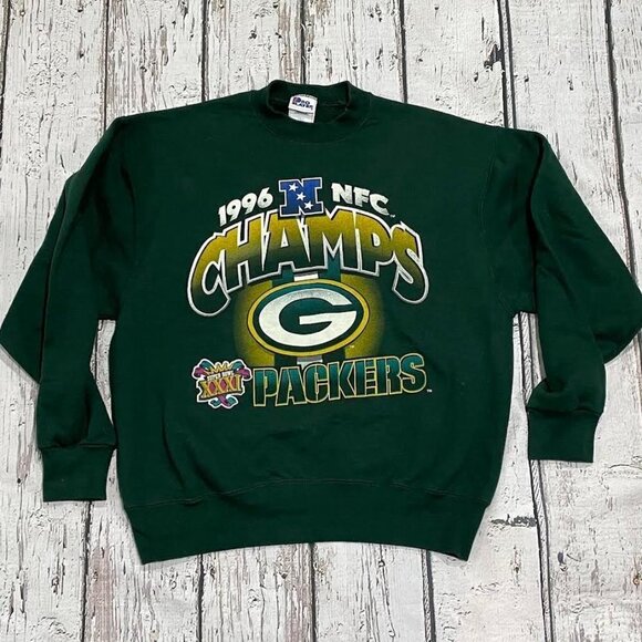 Vintage Green Bay Packers 1996 NFC Champions NFL Football Crewneck Sweatshirt - Picture 1 of 6